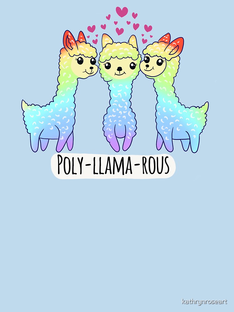 Poly-llama-rous, polyamorous, llama, rainbow, cute lgbtq by kathrynroseart T-Shirts, Hoodie, Sweatshirt (Image 3)