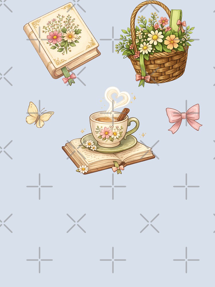 Spring Cottagecore Bookish Sticker Pack – Cozy Reader Floral Aesthetic Stickers by SnugbugStudios T-Shirts,... (Image 2)