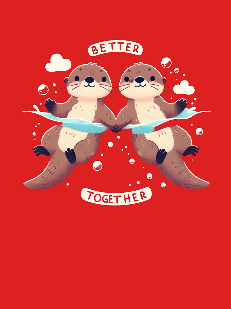 Two cute otters floating on their backs, holding hands by Wise-Stickers T-Shirts, Hoodie, Sweatshirt (Image 3)
