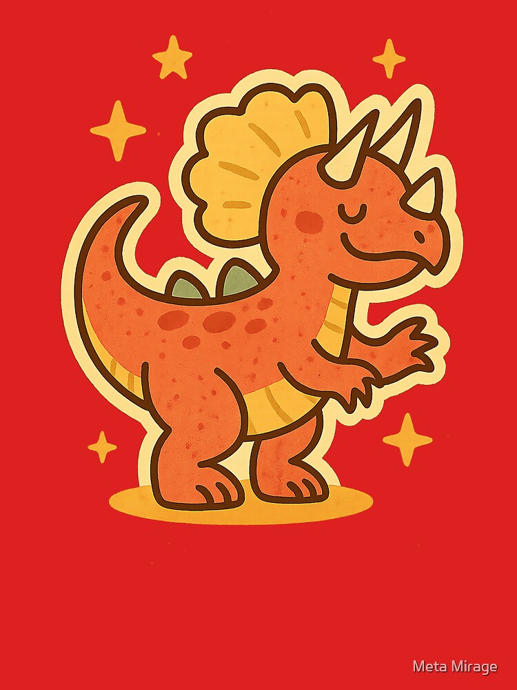 Triceratops Guardian – Retro Dinosaur Sticker for Kids, Parents & Vintage Collectors by Meta Mirage T-Shirts,... (Image 3)