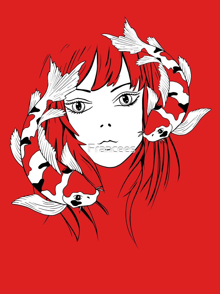 Anime girl with koi by Fran Fryberg T-Shirts, Hoodie, Sweatshirt | BlankRebels.com (Image 3)