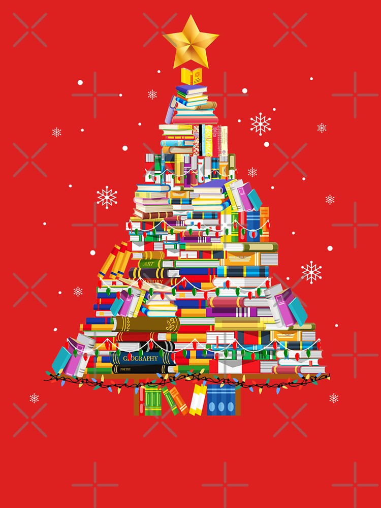 Christmas Book Tree Shirt, Gift for Teacher, Book Lovers Christmas Gift,Bookworm Christmas Shirt,School... (Image 3)