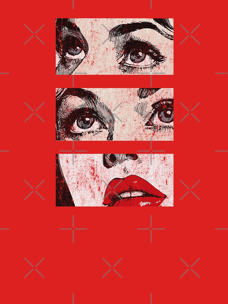 Retro Comic Gaze | Vintage Grunge Pop Art Triptych Portrait by Teepot888