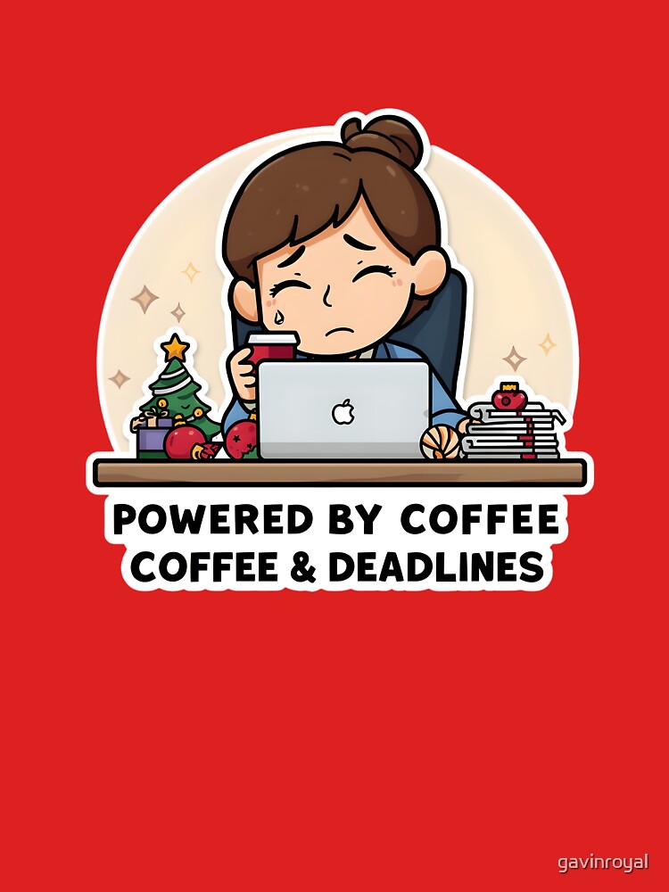 Office Survival Mode – Powered by Coffee & Deadlines Funny Christmas Design by gavinroyal T-Shirts, Hoodie,... (Image 3)