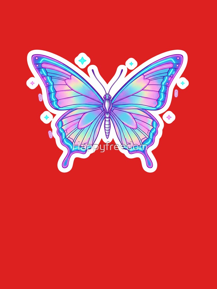 Cyber Butterfly Y2K Sticker – Holographic Retro 90s Aesthetic by Happyfreedom T-Shirts, Hoodie, Sweatshirt (Image 3)