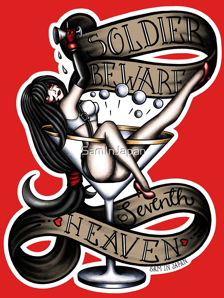 Tifa from Final Fantasy 7 in American Traditional Tattoo Portrait Style by SamInJapan T-Shirts, Hoodie,... (Image 3)