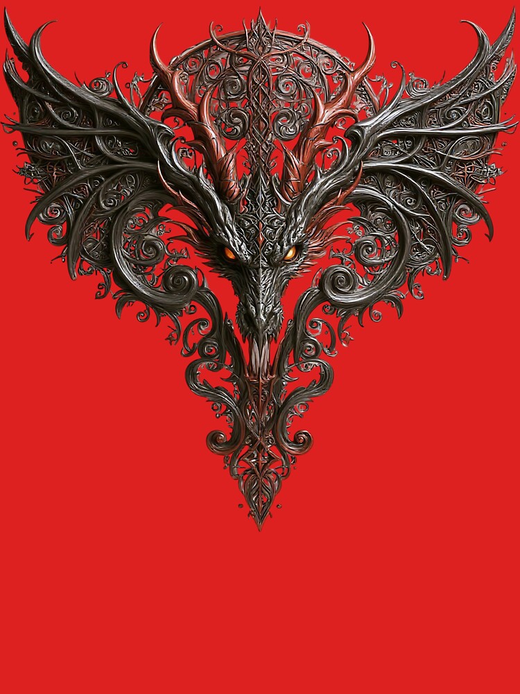Aged Bronze Viking Dragon Art Print for Dark Fantasy Apparel, Celtic Knot Wall Art, Norse Mythology sweetshirt... (Image 3)