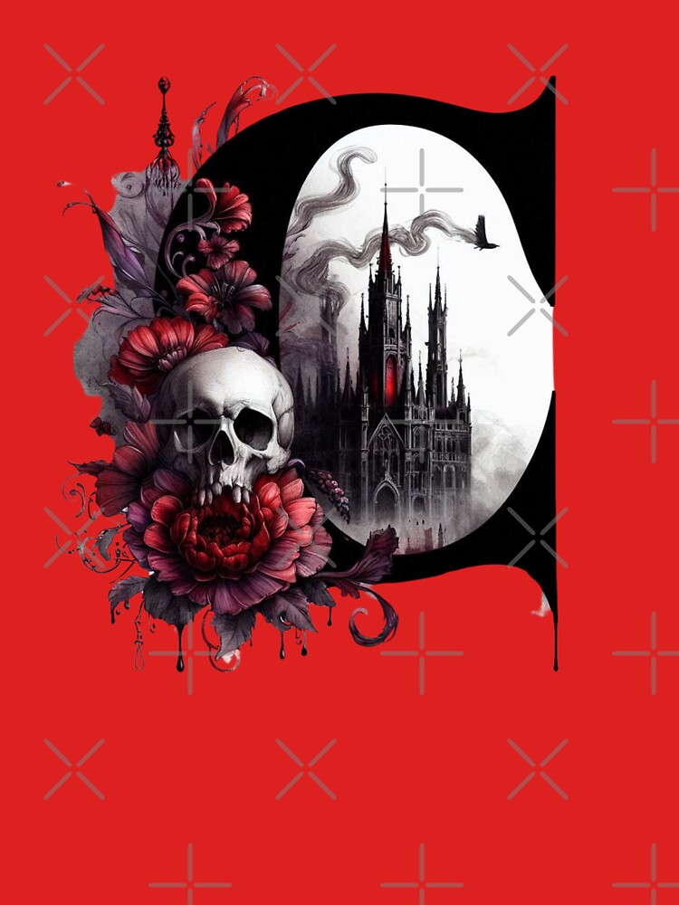 Gothic Halloween Skull and Roses Design C by CultDigHoriz T-Shirts, Hoodie, Sweatshirt | BlankRebels.com (Image 3)