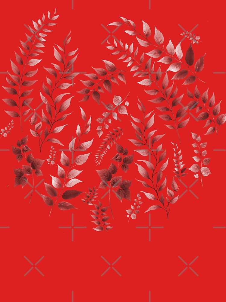 Greenery Botanical Print Dark Red by SilverPegasus T-Shirts, Hoodie, Sweatshirt | BlankRebels.com (Image 3)