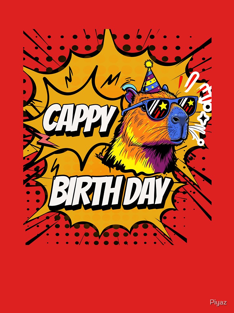 Cappy Birthday Cappy-Loving Capybara Design by Piyaz T-Shirts, Hoodie, Sweatshirt | BlankRebels.com (Image 3)