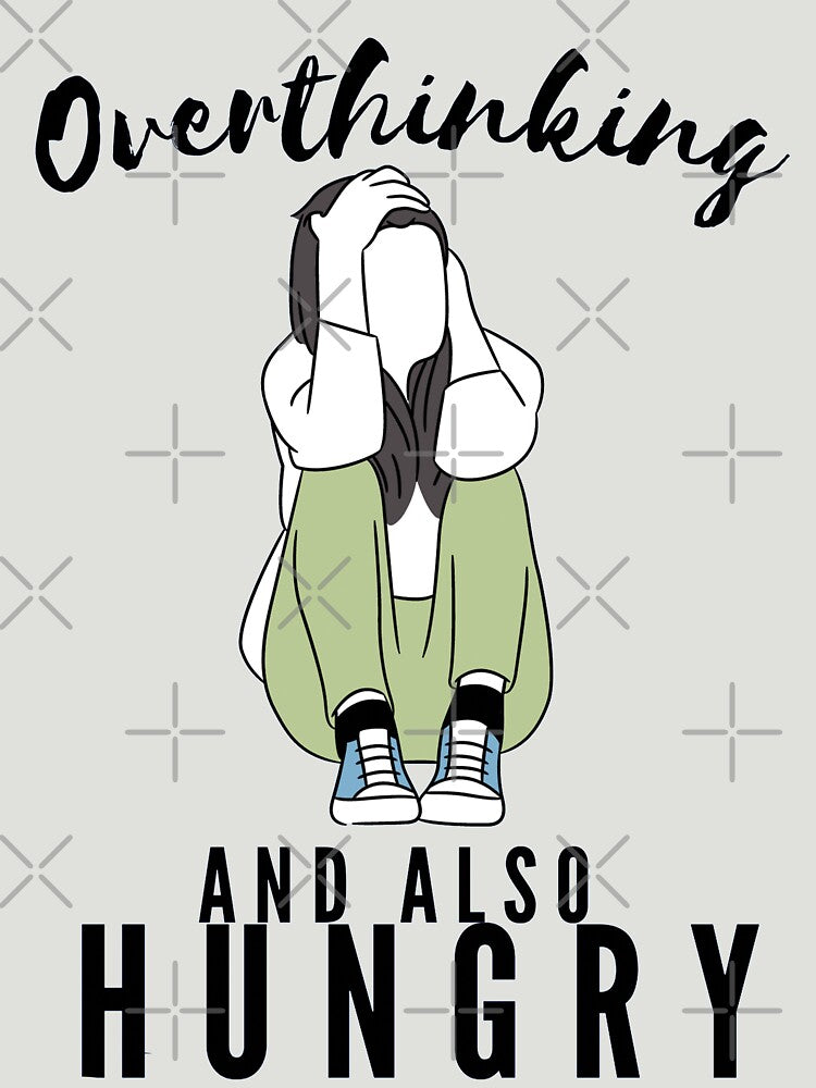 Funny Busy Overthinking and also Hungry- black text- lady Version by EvaWolf T-Shirts, Hoodie, Sweatshirt (Image 3)