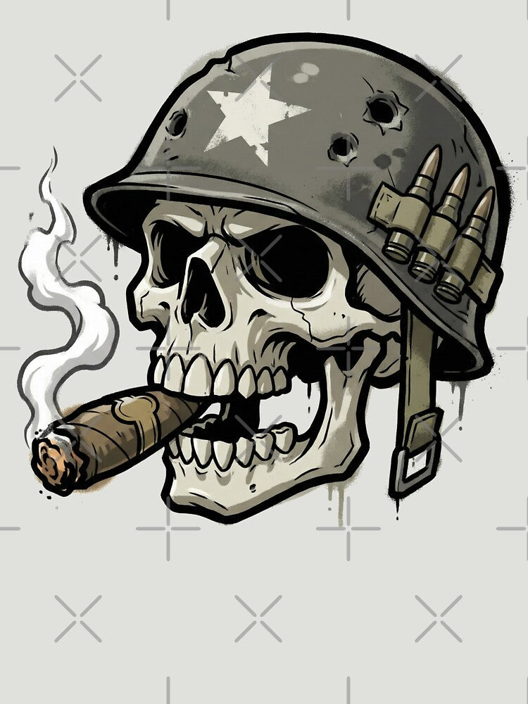 War Skull Smoking a Cigar by Skulls & Calaveras T-Shirts, Hoodie, Sweatshirt | BlankRebels.com (Image 3)