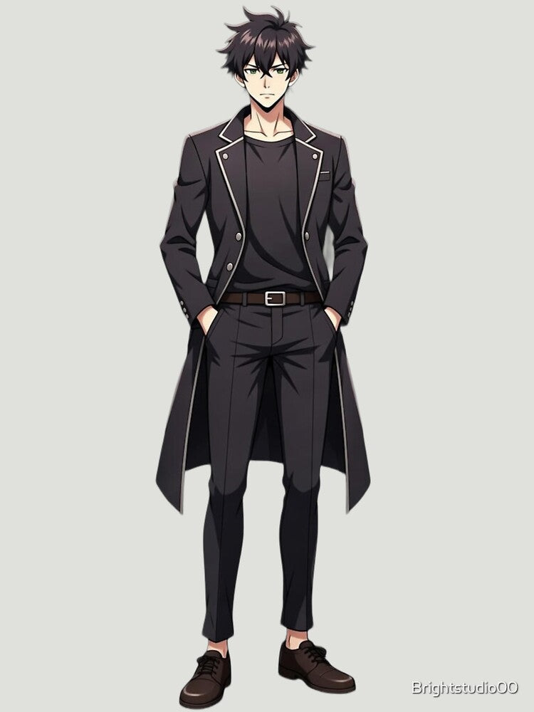 Kairo Anime Boy Long Coat – Dark Aesthetic Illustration by Brightstudio00 T-Shirts, Hoodie, Sweatshirt (Image 3)