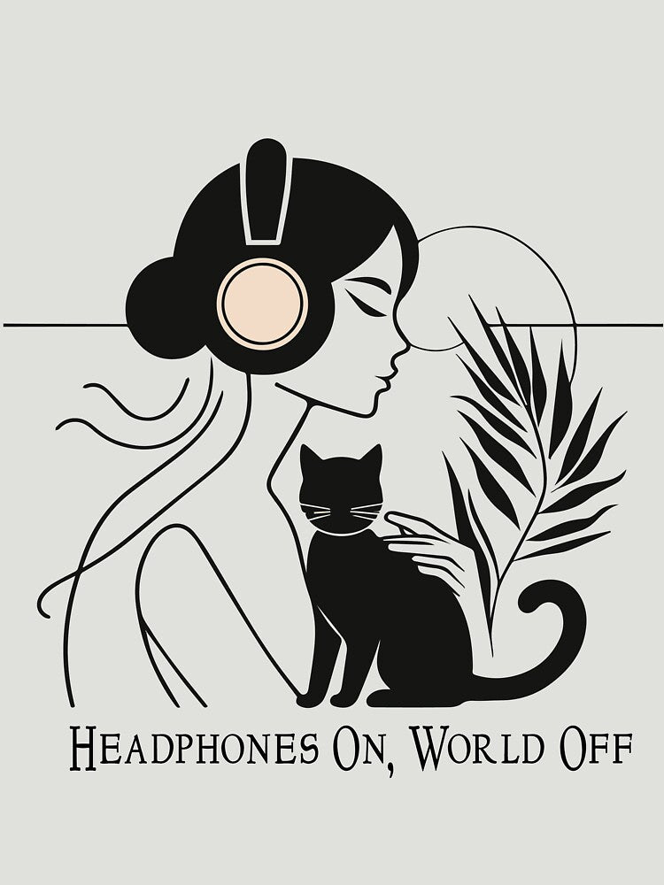 Headphones On, World Off – Music-Loving Cat mom, cat lover Shirt by denissmartin2020 .