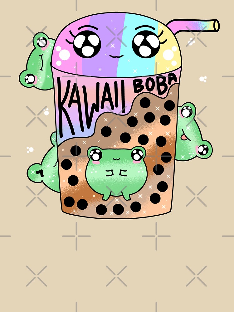 Kawaii chibi frog holding boba tea by Quacktails