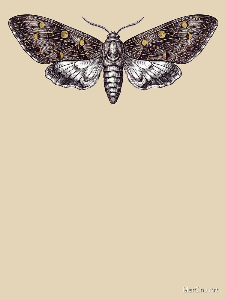 Celestial Moon Phase Moth Vintage Engraving by MarCinu Art T-Shirts, Hoodie, Sweatshirt | BlankRebels.com (Image 3)