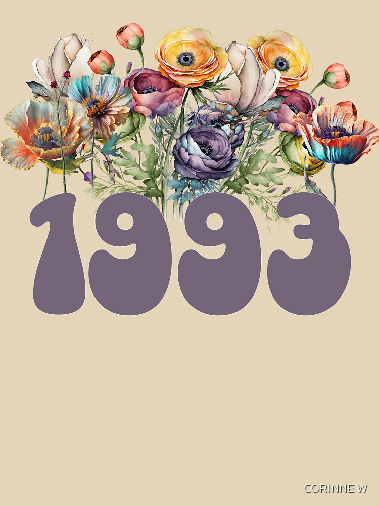 Turning 30 90s baby 1993 vintage aesthetic bohemian floral by CORINNE W T-Shirts, Hoodie, Sweatshirt (Image 3)