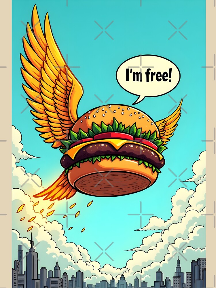 Flying Burger Art: Whimsical Designs of Burgers with Wings by WAUZ T-Shirts, Hoodie, Sweatshirt | BlankRebels.com (Image 3)