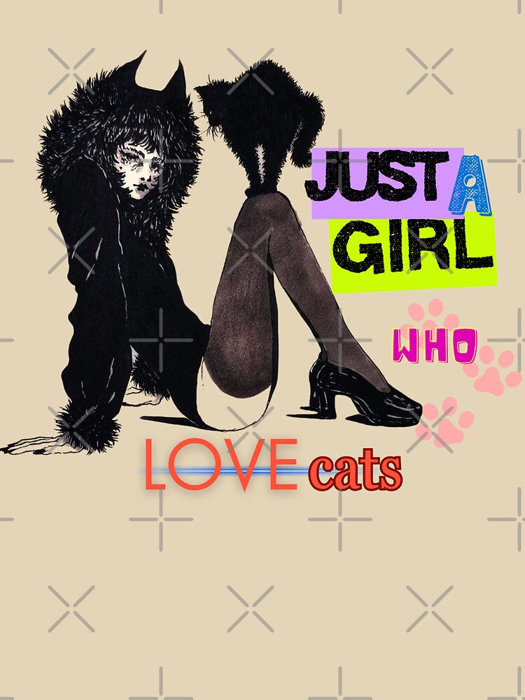 Just a Girl Who Loves Cats T-Shirt – Edgy Cat Girl Aesthetic Fashion Design by Cheapdrips Hoodie, Sweatshirt (Image 3)