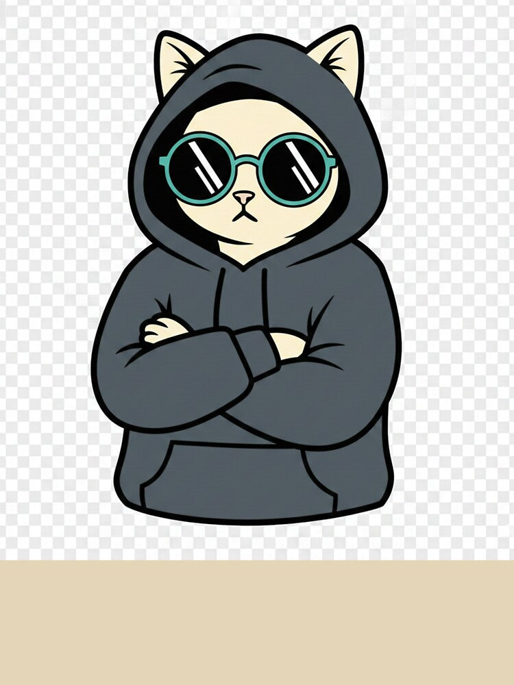 Cool Hoodie Cat Illustration | Streetwear Cartoon Cat Art by Saurabh86 T-Shirts, Sweatshirt | BlankRebels.com (Image 3)