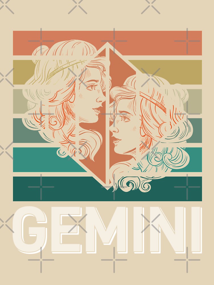 Gemini Zodiac Symbol Rainbow Retro Style by Trinket-Trickster T-Shirts, Hoodie, Sweatshirt | BlankRebels.com (Image 3)
