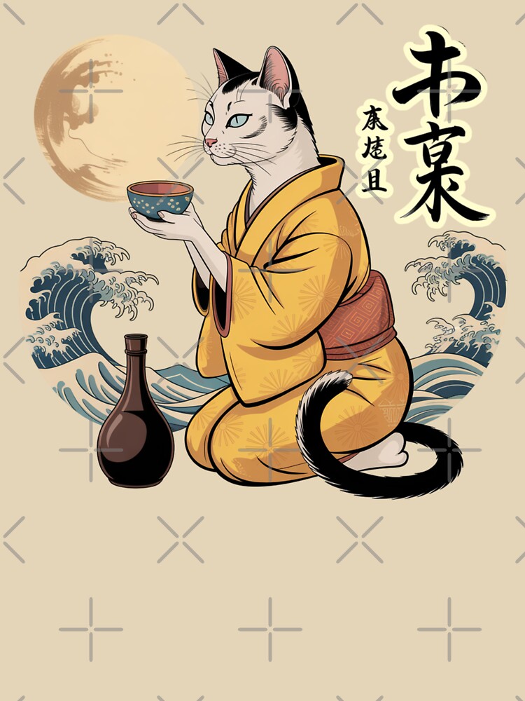 Peaceful Japanese Kimono Cat Tea Serene Ukiyo-e by chattsuede T-Shirts, Hoodie, Sweatshirt | BlankRebels.com (Image 3)