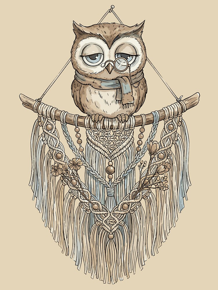 Boho Aesthetic: Macramé Owl Perch by bapupa T-Shirts, Hoodie, Sweatshirt | BlankRebels.com (Image 3)