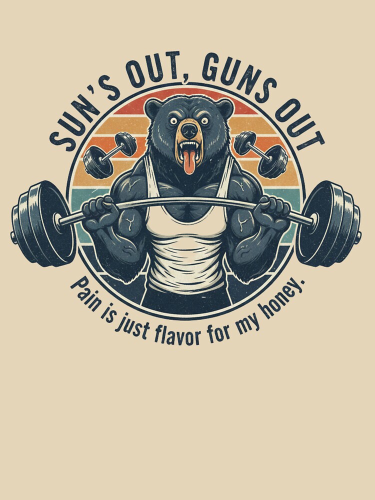 Funny Gym Bear Bodybuilding – Sun's Out Guns Out Retro 90s Vintage Art by FakeJoo T-Shirts, Hoodie, Sweatshirt (Image 3)