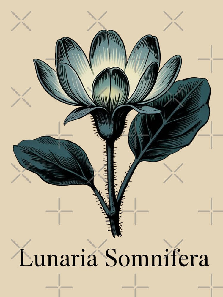 Moonpetal Botanical Illustration - Dark Academia Herbology by Cophros T-Shirts, Hoodie, Sweatshirt (Image 3)