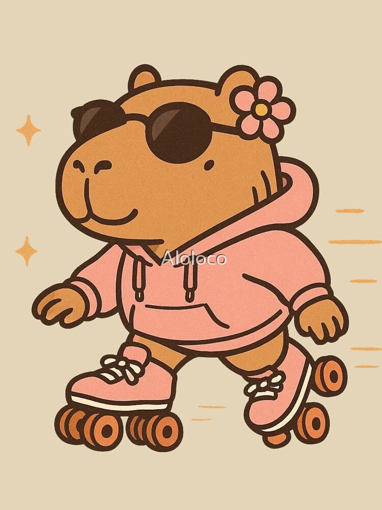 Slow Skater Capybara – Cute Roller Skates Illustration T-Shirts, Hoodie, Sweatshirt