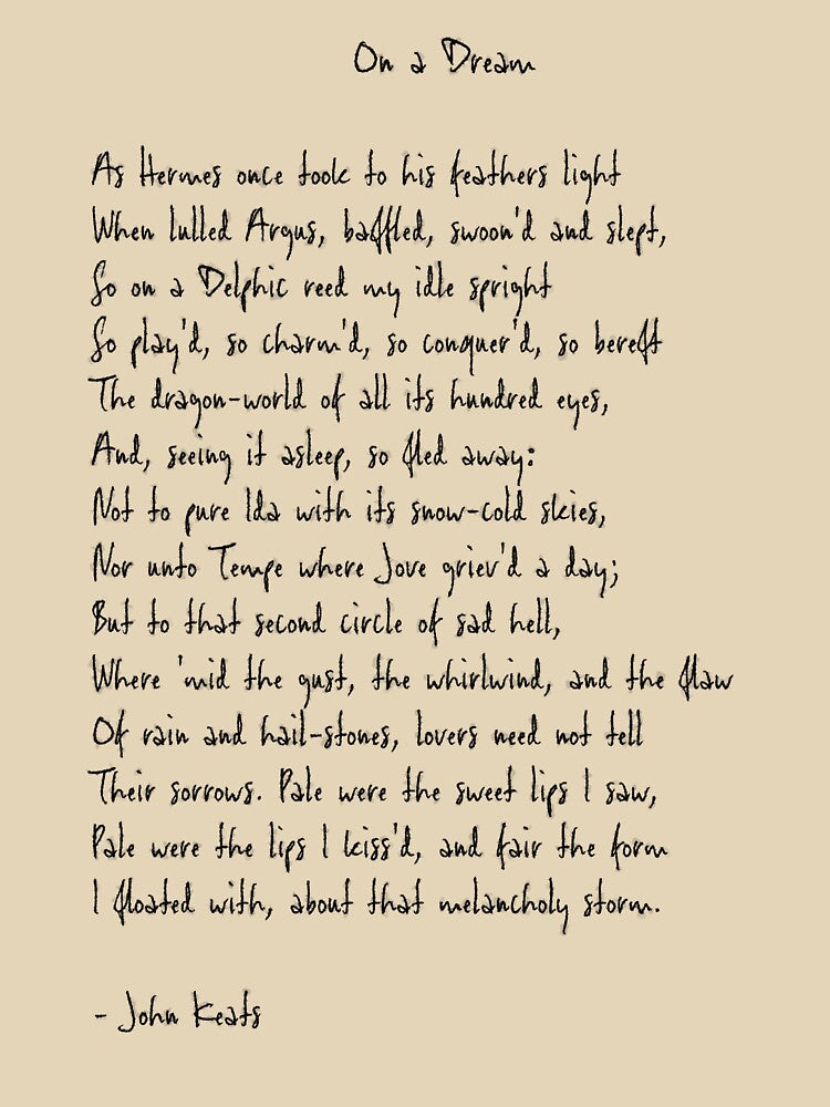 On a Dream by John Keats Poem by FireflyStudi0s T-Shirts, Hoodie, Sweatshirt | BlankRebels.com (Image 3)