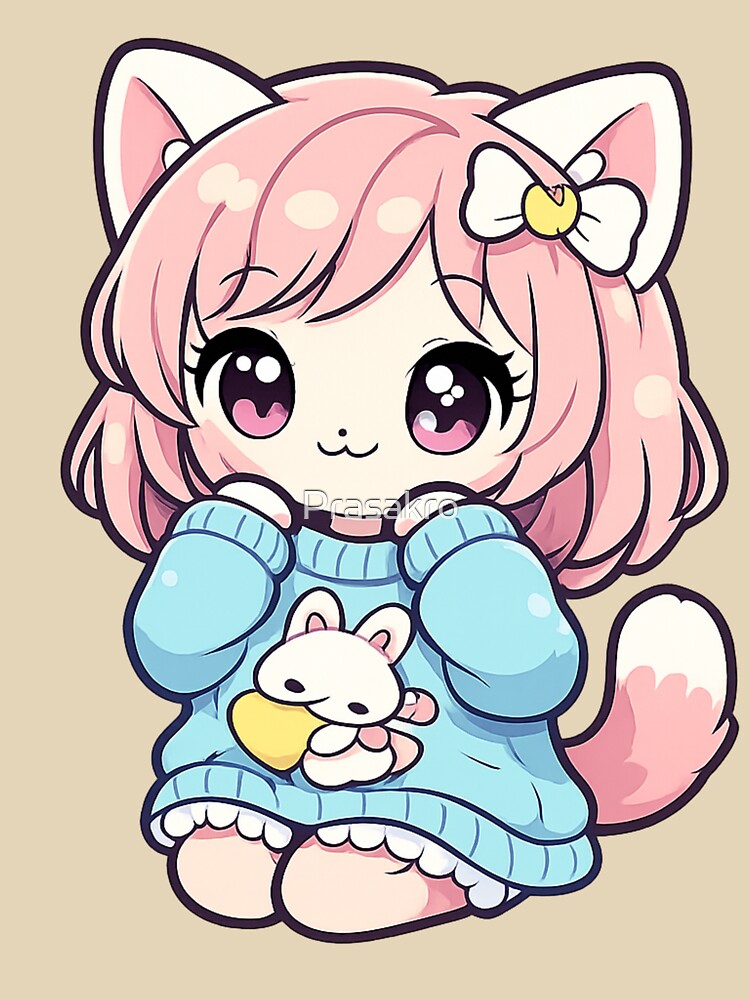Kawaii cat girl by Prasakro T-Shirts, Hoodie, Sweatshirt | BlankRebels.com (Image 3)