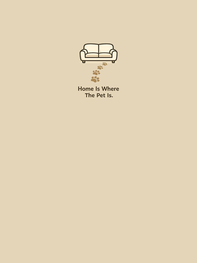 Home Is Where Pet Is – Minimalist Paw Print & Couch Illustration T-Shirts, Hoodie, Sweatshirt