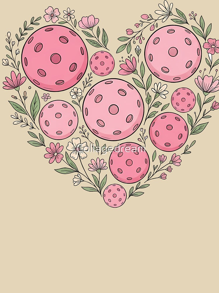 Pickleball in Bloom - Aesthetic Floral Heart Design by Collagedream T-Shirts, Hoodie, Sweatshirt | BlankRebels.com (Image 3)