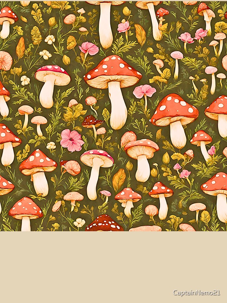 Cottagecore Cute Mushroom Pattern by CaptainNemo21 T-Shirts, Hoodie, Sweatshirt | BlankRebels.com (Image 3)