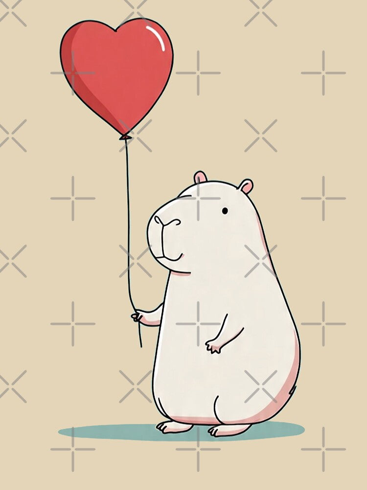 Cute Capybara Holding Heart Balloon Kawaii T-Shirts, Hoodie, Sweatshirt