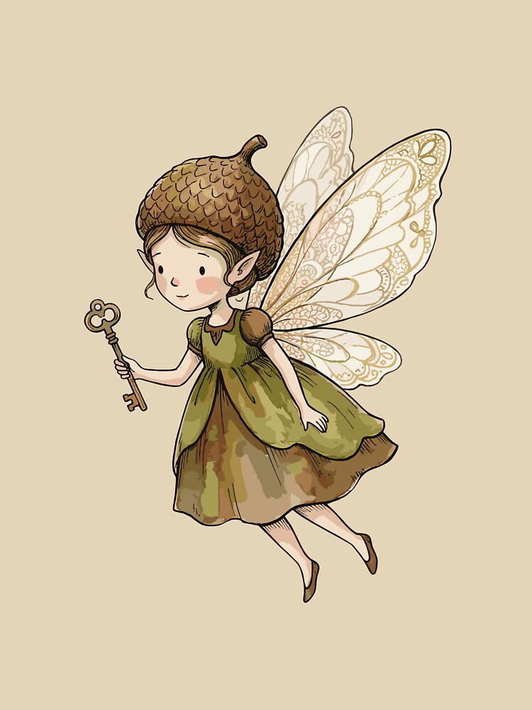 Vintage Cottagecore: Antique Acorn Fairy by bapupa T-Shirts, Hoodie, Sweatshirt | BlankRebels.com (Image 3)