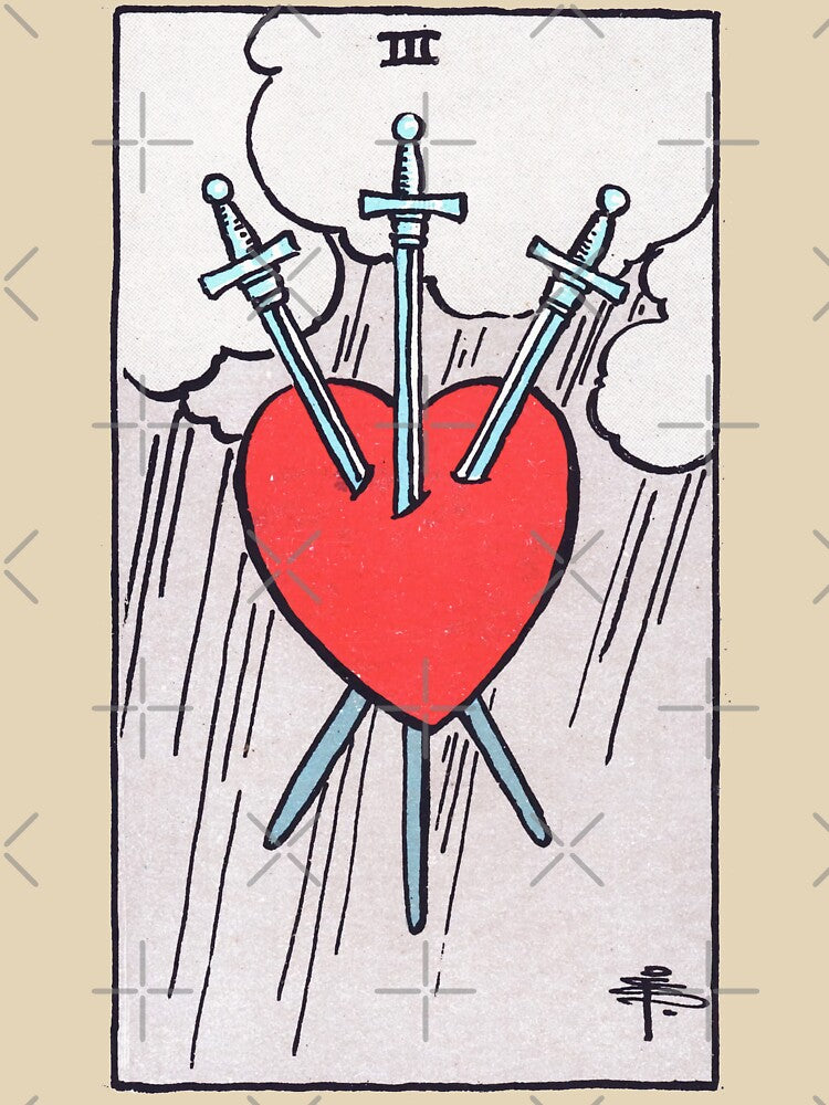 Tarot - Three of Swords Card by CarlsArt T-Shirts, Hoodie, Sweatshirt | BlankRebels.com (Image 3)