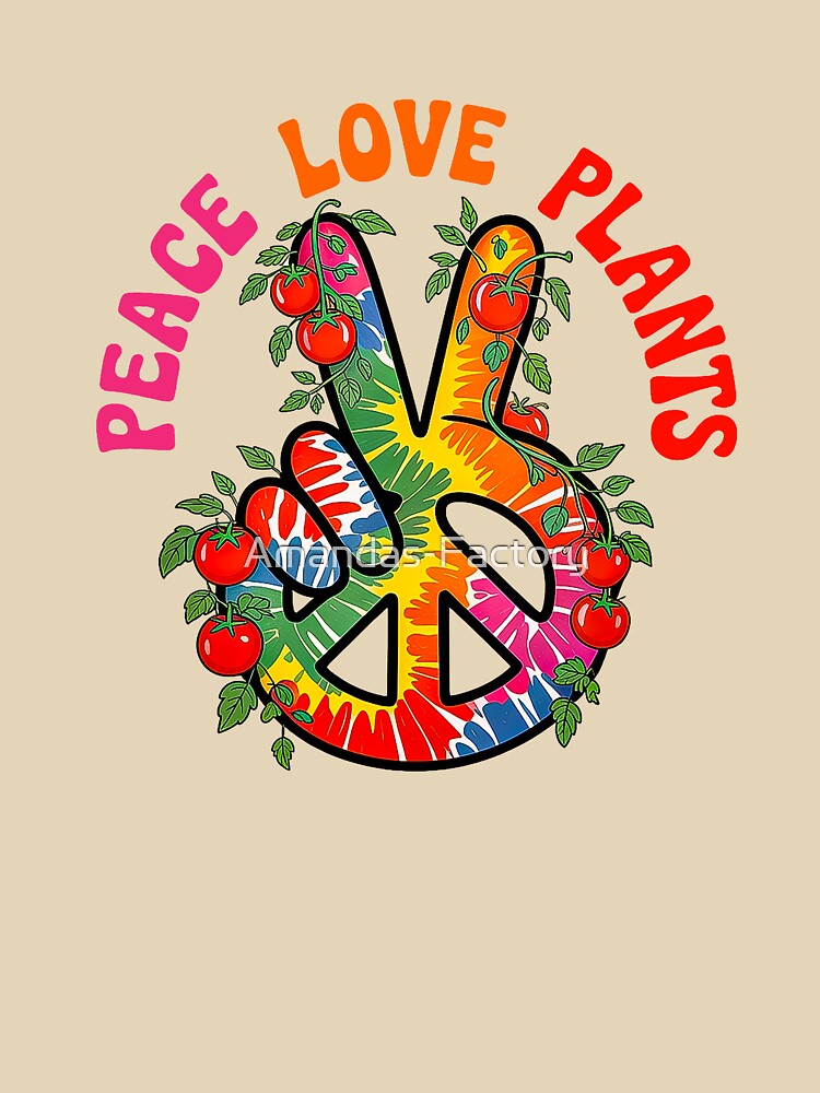 Peace Love Plants Retro World Vegan Day Design by Amanda's Factory T-Shirts, Hoodie, Sweatshirt | BlankRebels.com (Image 3)