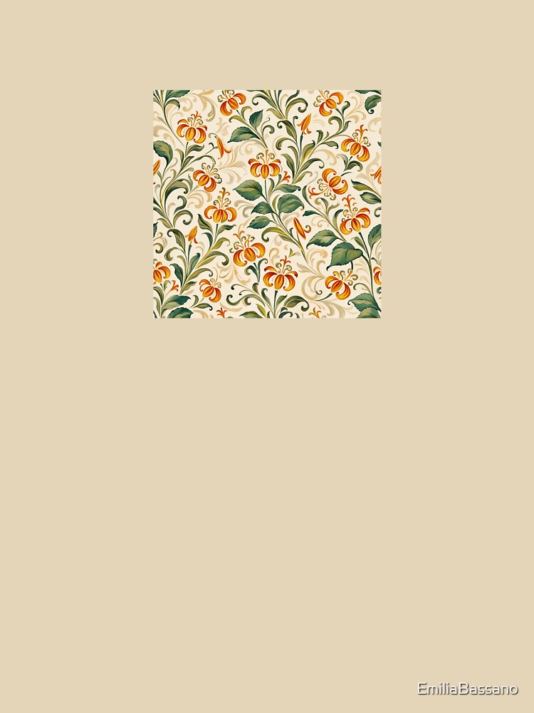 Elegant Vintage Orange Lily Floral Pattern | Botanical Seamless Design by EmiliaBassano T-Shirts, Hoodie,... (Image 3)
