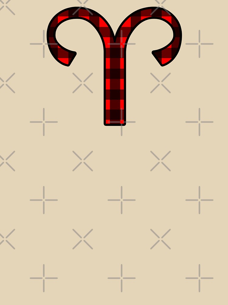 Aries Zodiac Symbol in Red and Black Buffalo Plaid by Bumblefuzzies T-Shirts, Hoodie, Sweatshirt | BlankRebels.com (Image 3)