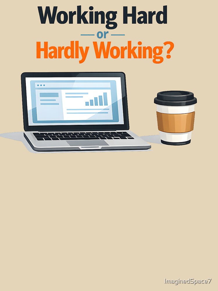 Working Hard or Hardly Working Funny Office Humor Laptop Coffee T Shirt by ImaginedSpace7 Hoodie, Sweatshirt (Image 3)