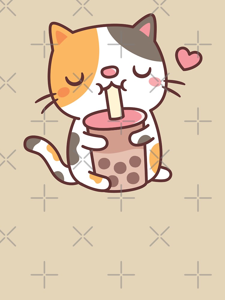 Cute Calico Cat Loves Drinking Boba Tea by rustydoodle T-Shirts, Hoodie, Sweatshirt | BlankRebels.com (Image 3)