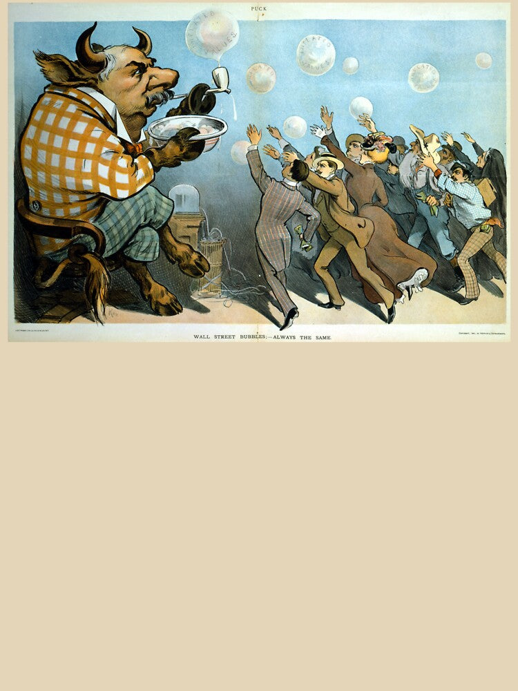 "Wall Street bubbles - Always the same" Bear Market Illustration 1901 by Popular-Gifts T-Shirts, Hoodie, Sweatshirt (Image 3)