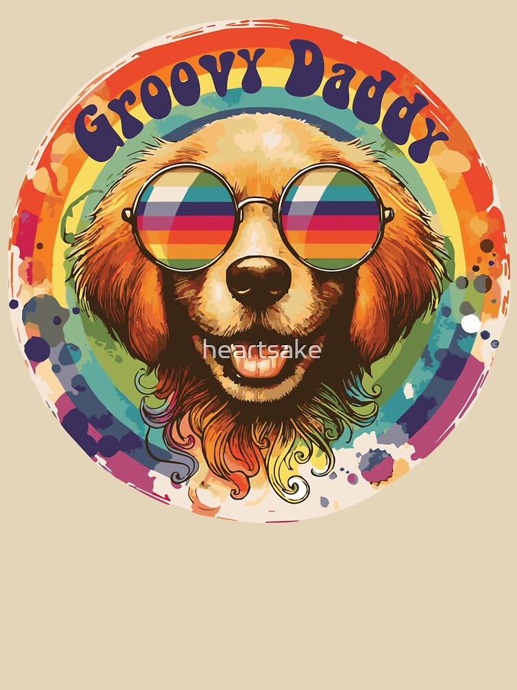 Groovy Daddy Dog with Rainbow by heartsake T-Shirts, Hoodie, Sweatshirt | BlankRebels.com (Image 3)