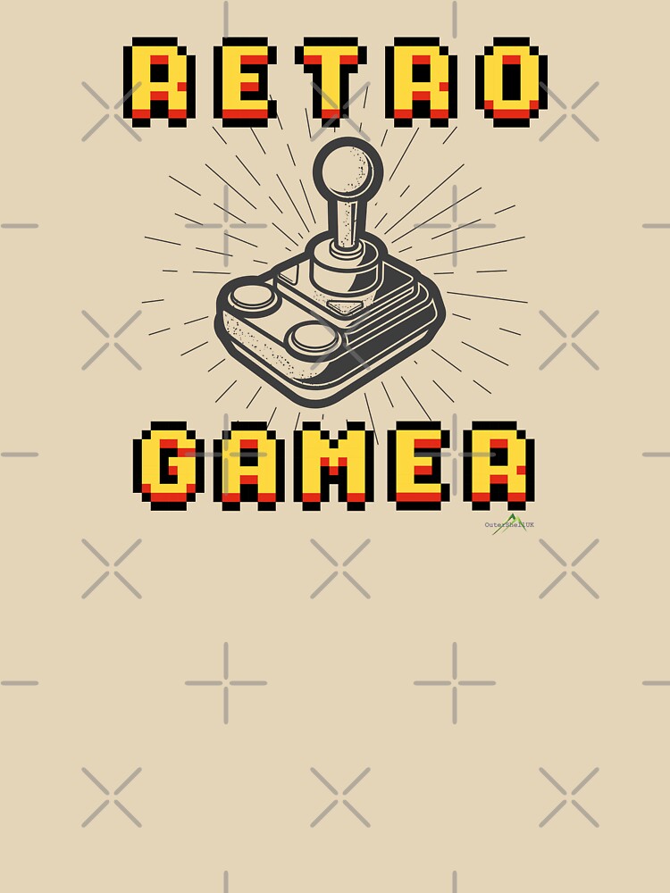Retro Gamer With Joystick Sticker T-Shirt 01 by OuterShellUK Hoodie, Sweatshirt | BlankRebels.com (Image 3)
