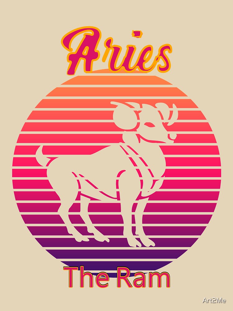 Aries Gifts Cool Retro Sunset Zodiac Sign Birthday by Art2Me T-Shirts, Hoodie, Sweatshirt | BlankRebels.com (Image 3)