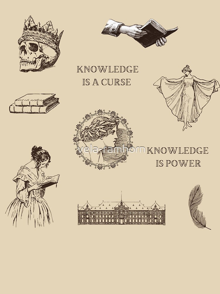 Dark Academia Inspired Sticker Pack // Knowledge is a Curse // Knowledge Is Power by vela-ramhorn T-Shirts,... (Image 3)