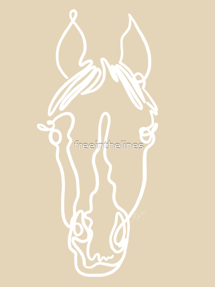 single wild pony thick line art white - arabian with a snip by freeinthelines T-Shirts, Hoodie, Sweatshirt (Image 3)
