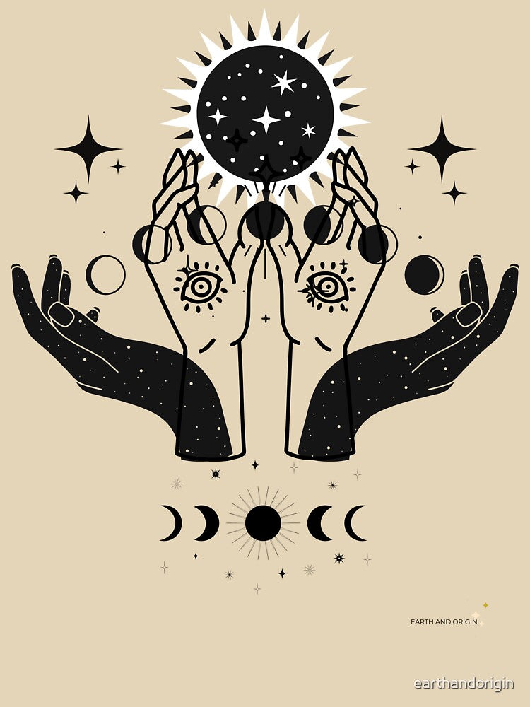 Sun Moon Phase Hands Create by earthandorigin T-Shirts, Hoodie, Sweatshirt | BlankRebels.com (Image 3)